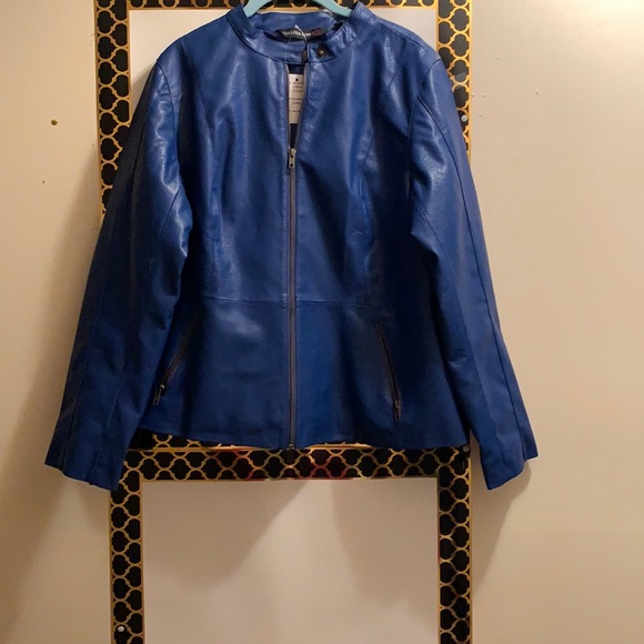 COLLEEN LOPEZ Jackets & Blazers - COLLEEN LOPEZ JACKET, FAUX LEATHER, SIZE LARGE